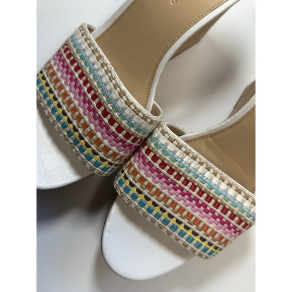 Veronica Beard Dali Raffia Wedge Sandals In Snow Multi Sz 11 - Picture 8 of 9